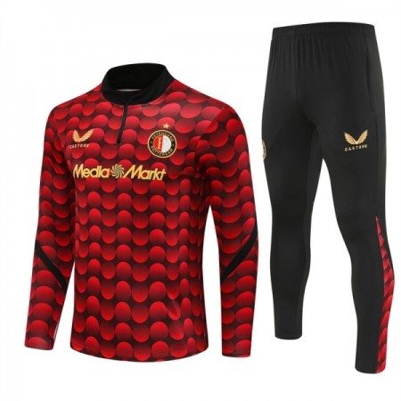 Feyenoord Rotterdam Sweat d'Entraînement Quart-Zip Rouge 2025-26 Feyenoord Rotterdam Sweat d'Entraînement Quart-Zip Rouge 2025-26