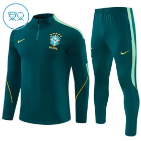 Enfant Brésil Sweat d'Entraînement Quart-Zip Verte 2026-27